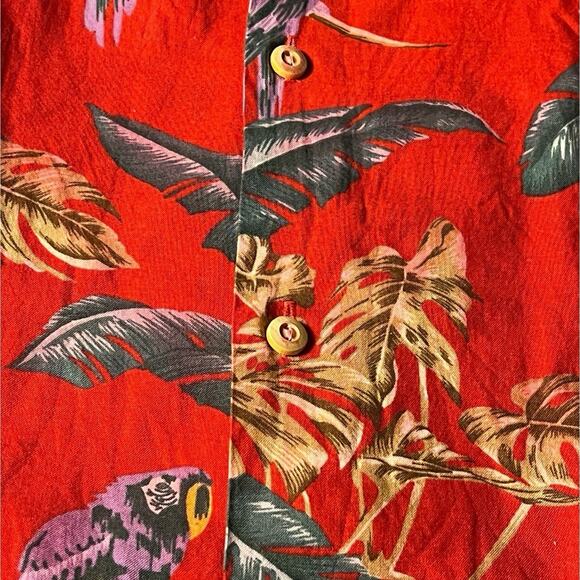 Vintage Paradise Found Magnum PI Hawaiian Shirt 3XL Purple Parrots Vacation - Picture 5 of 5